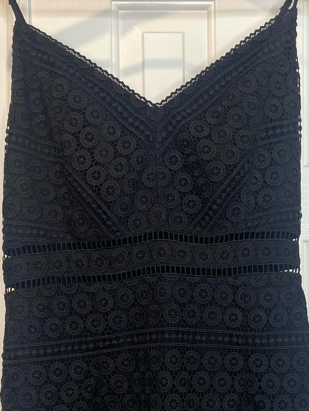 Abercrombie & Fitch Black Crochet Lace Cutout Mini Dress Size L - Picture 5 of 8